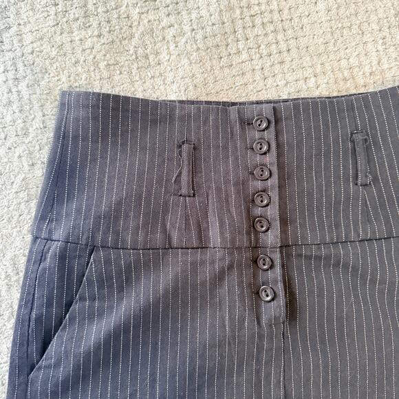 vintage y2k micro mini pinstripe button down skirt rampage 11 black - Picture 2 of 4